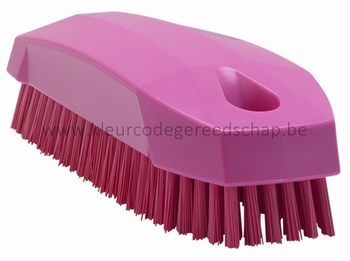 Nagelborstel polyester vezels hard - 40x50x130mm Roze